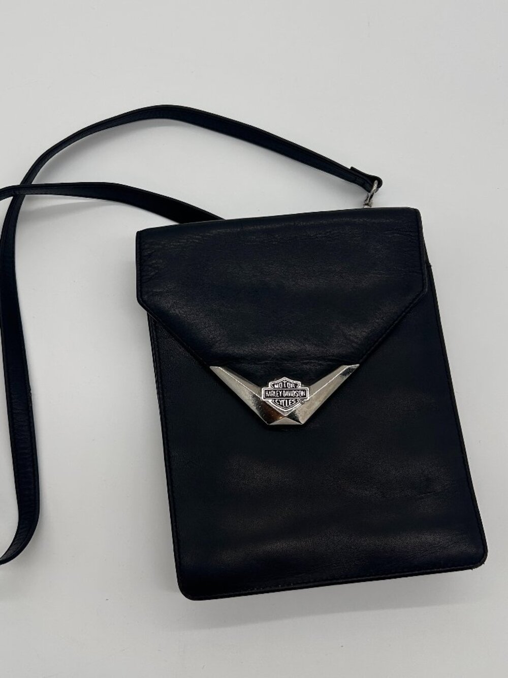 Vintage Harley Davidson Black Leather‎ Crossbody Purse Handbag